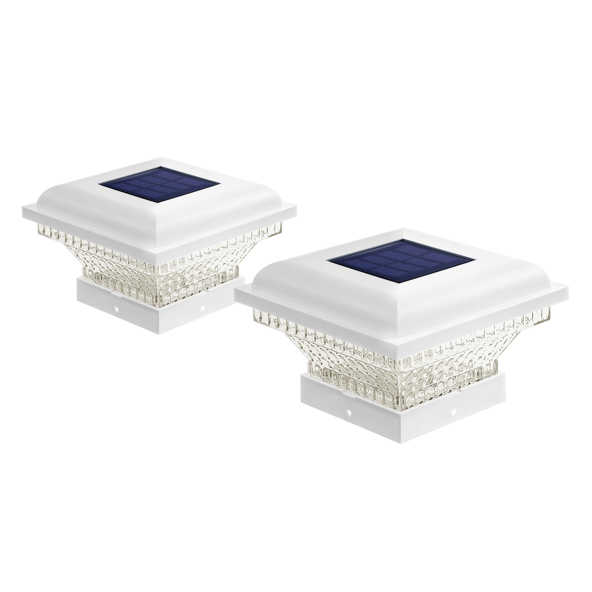 Home Zone Security, Solar Post Cap Lights for 3.5in. 4in. Posts, Color White, Included (qty.) 2 Model# ELI1243G